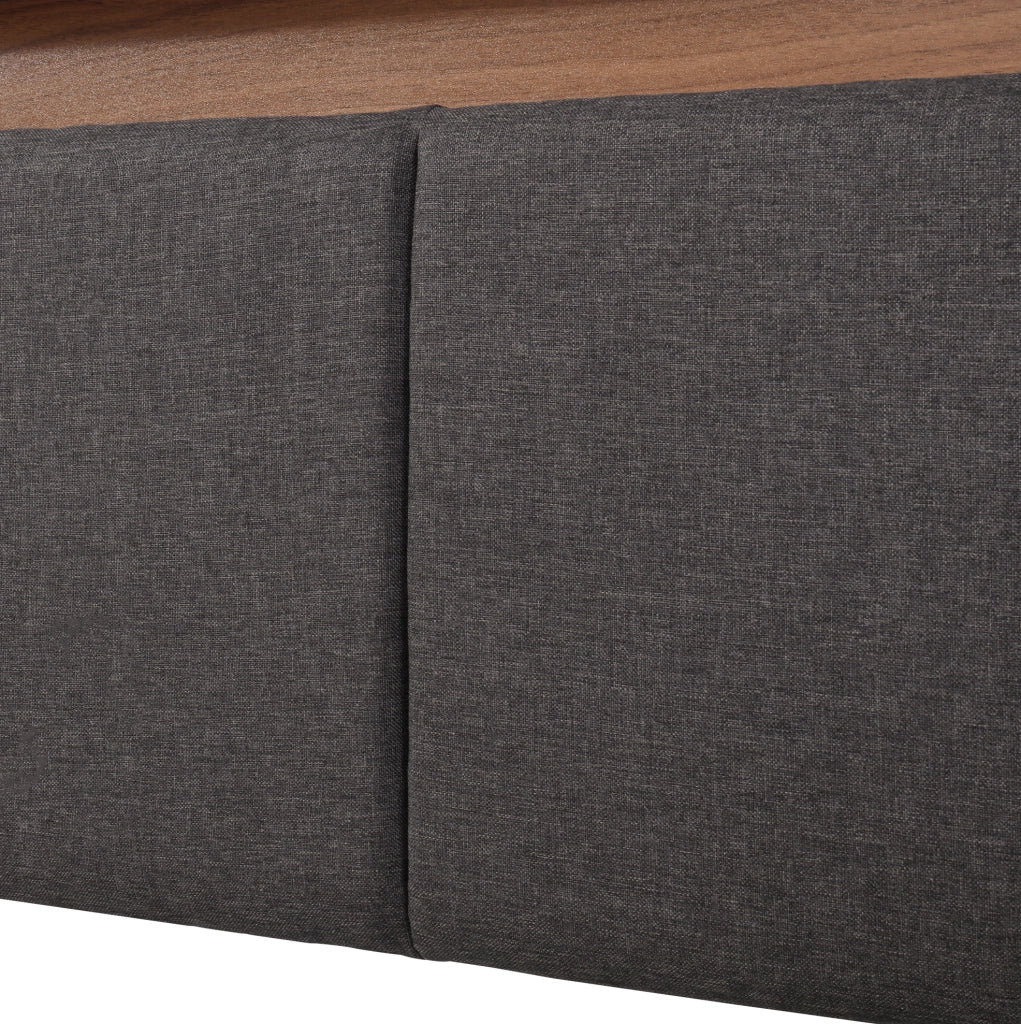 Letto imbottito grigio scuro 160 x 200 cm con LED e vano contenitore