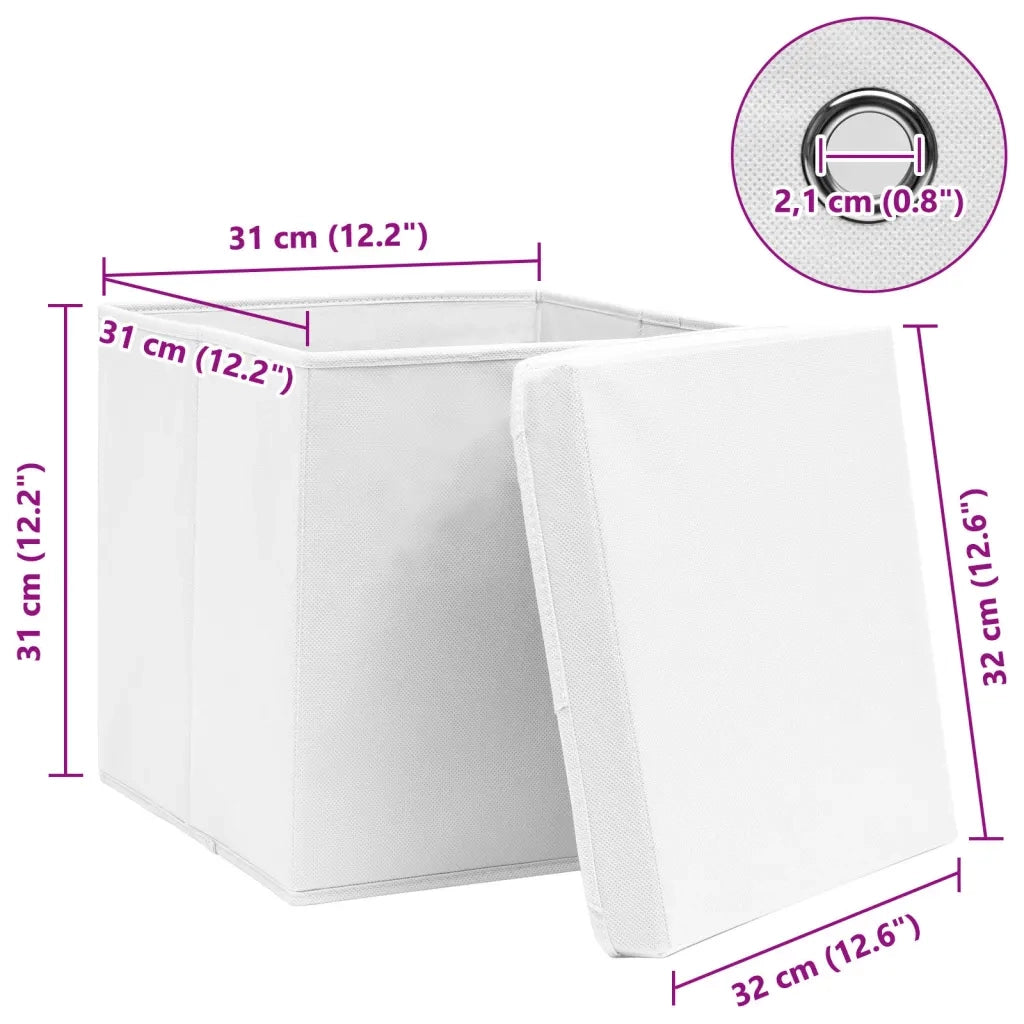 Scatole con Coperchi 10 pz Bianche 32x32x32 cm in Tessuto cod mxl 52383