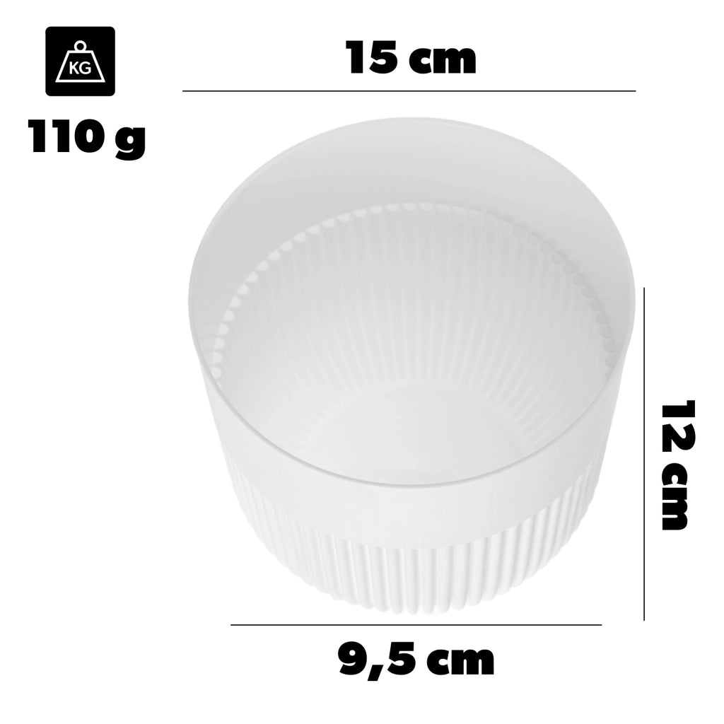 Vaso da fiori KADAX, Coprivaso, 15 cm, Plastica, Rotondo, A coste, Bianco