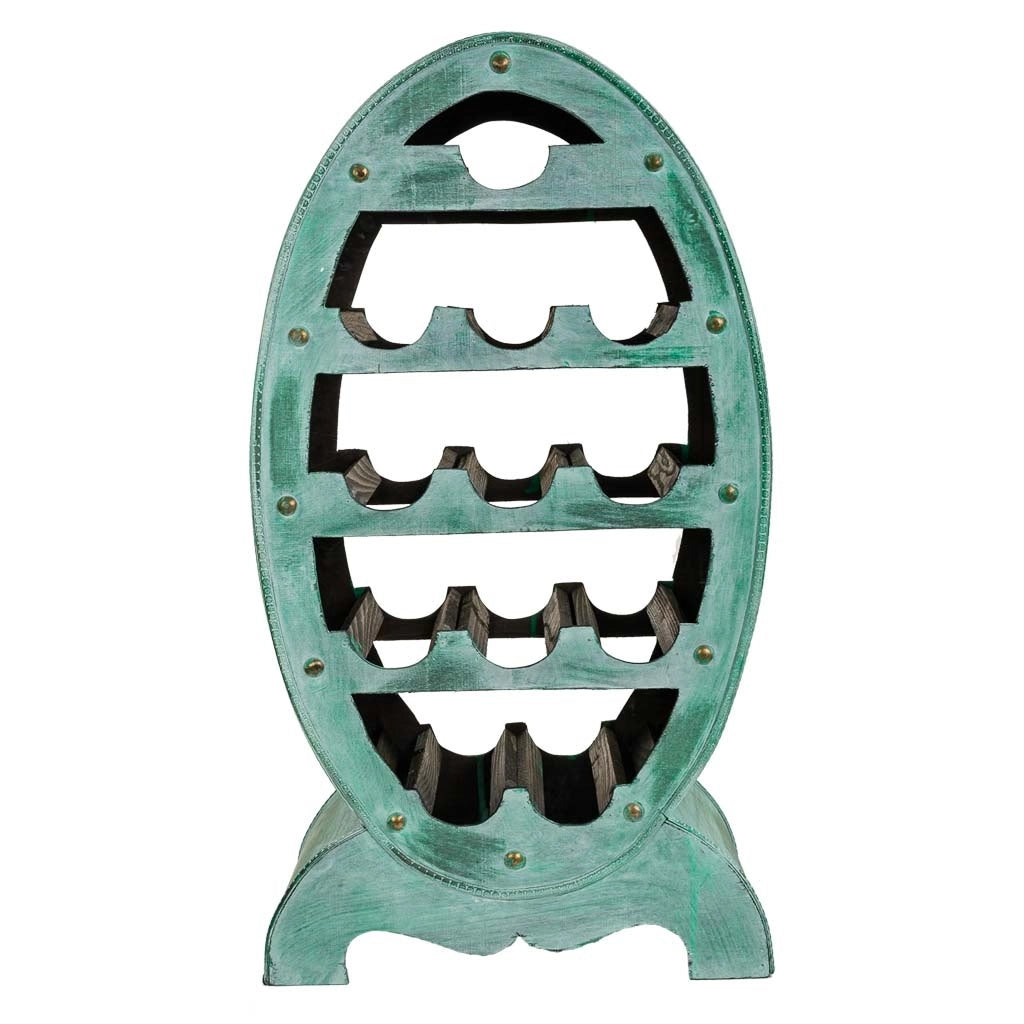 Portabottiglie in legno blu 46x27x85h