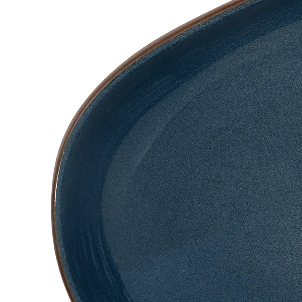 Lavabo da Appoggio-Lavandino Marrone e Blu Ovale 59x40x14 cm Ceramica