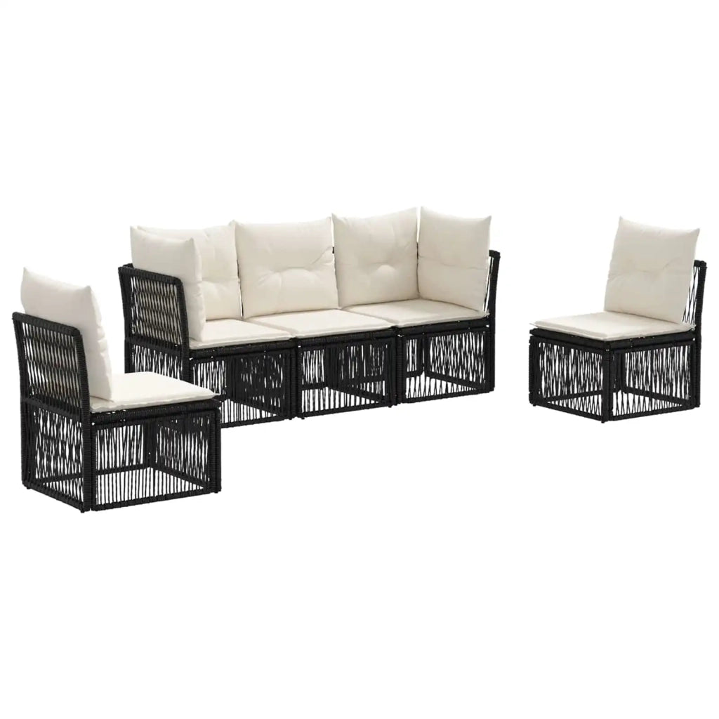 Set Divano da Giardino 5 pcs Nero polyrattan 3434152
