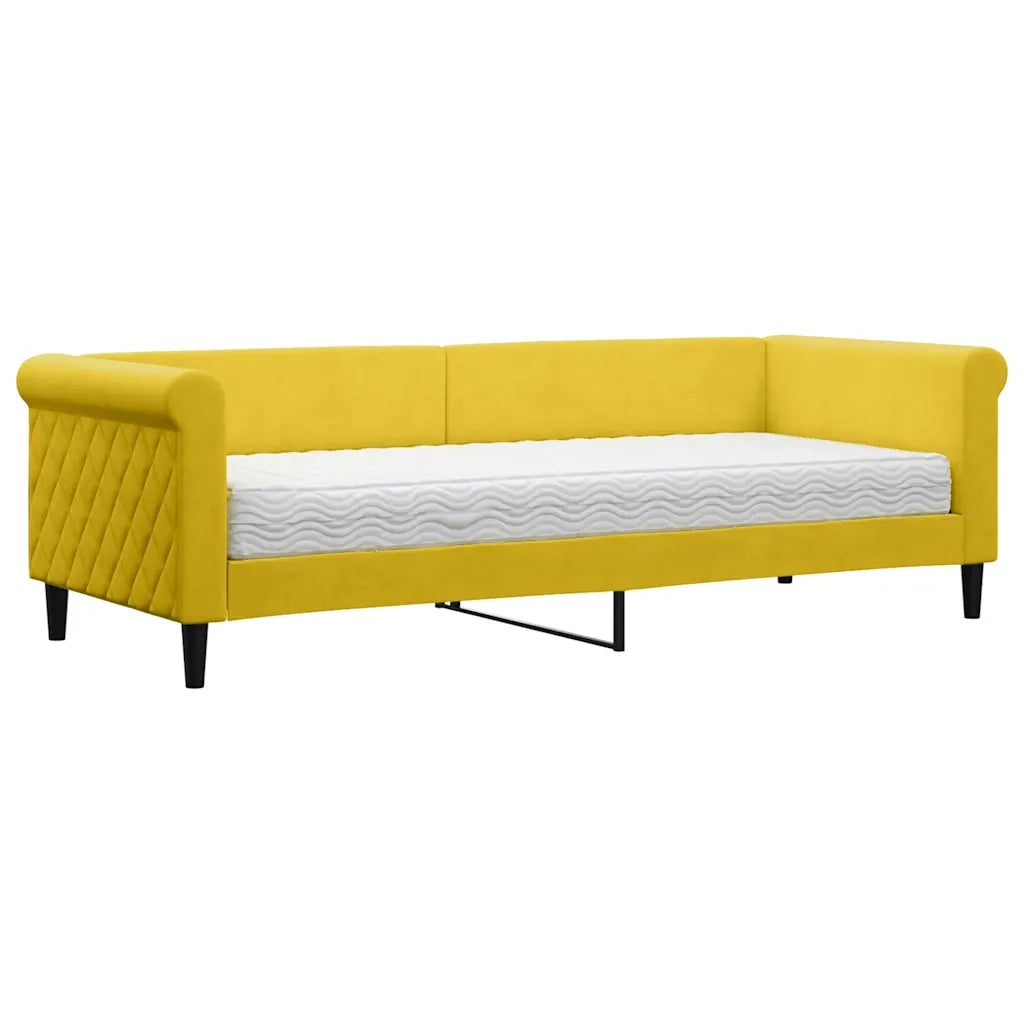 Divano Letto con Materasso Giallo 80x200 cm in Velluto 3197745