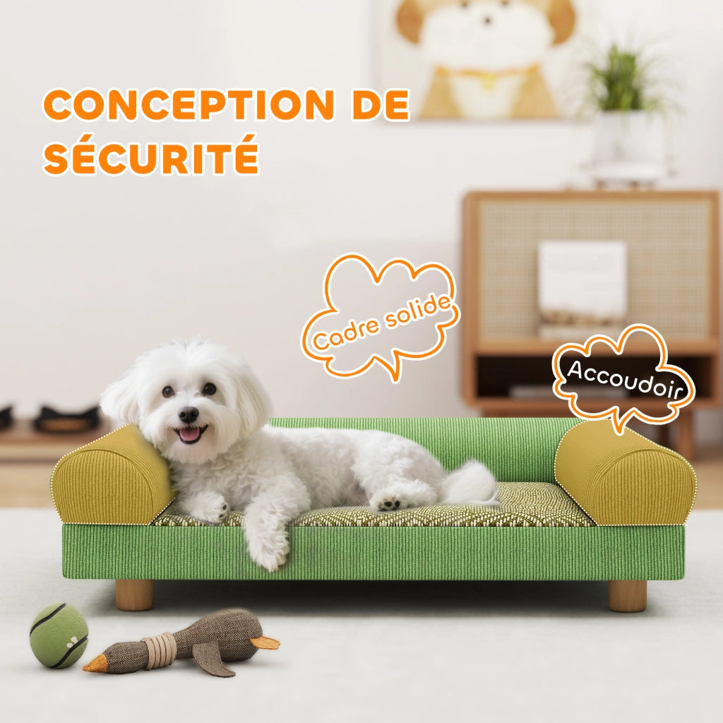 Letto per cani e gatti rialzato con cuscino ¨C Minimal ¨C 63x41x17 cm verde velluto