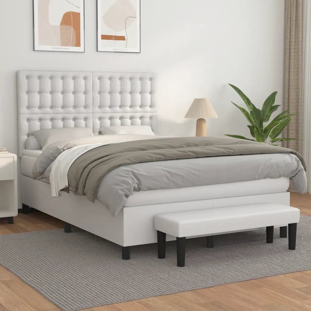 Giroletto a Molle con Materasso Bianco 140x200 cm in Similpelle 3137666