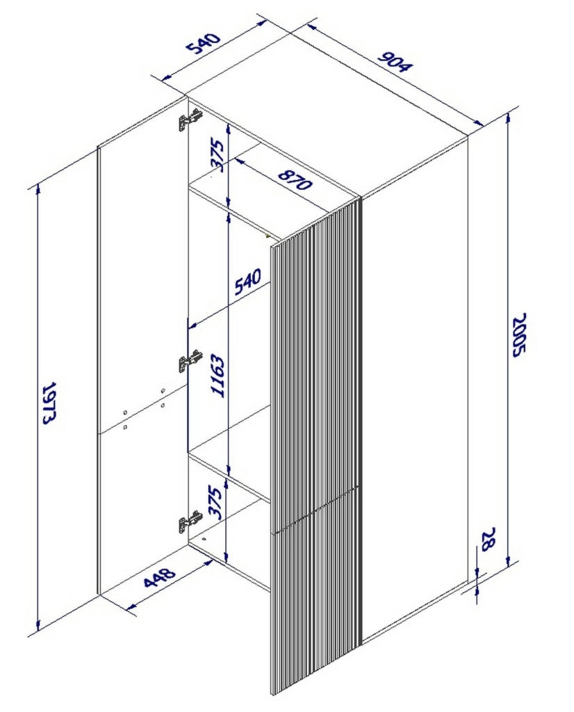 Guardaroba 2 ante Caiazzo, Mobile camera da letto, Cabina armadio portabiti, Armadio appendiabiti, 90x56 h199 cm, Nero
