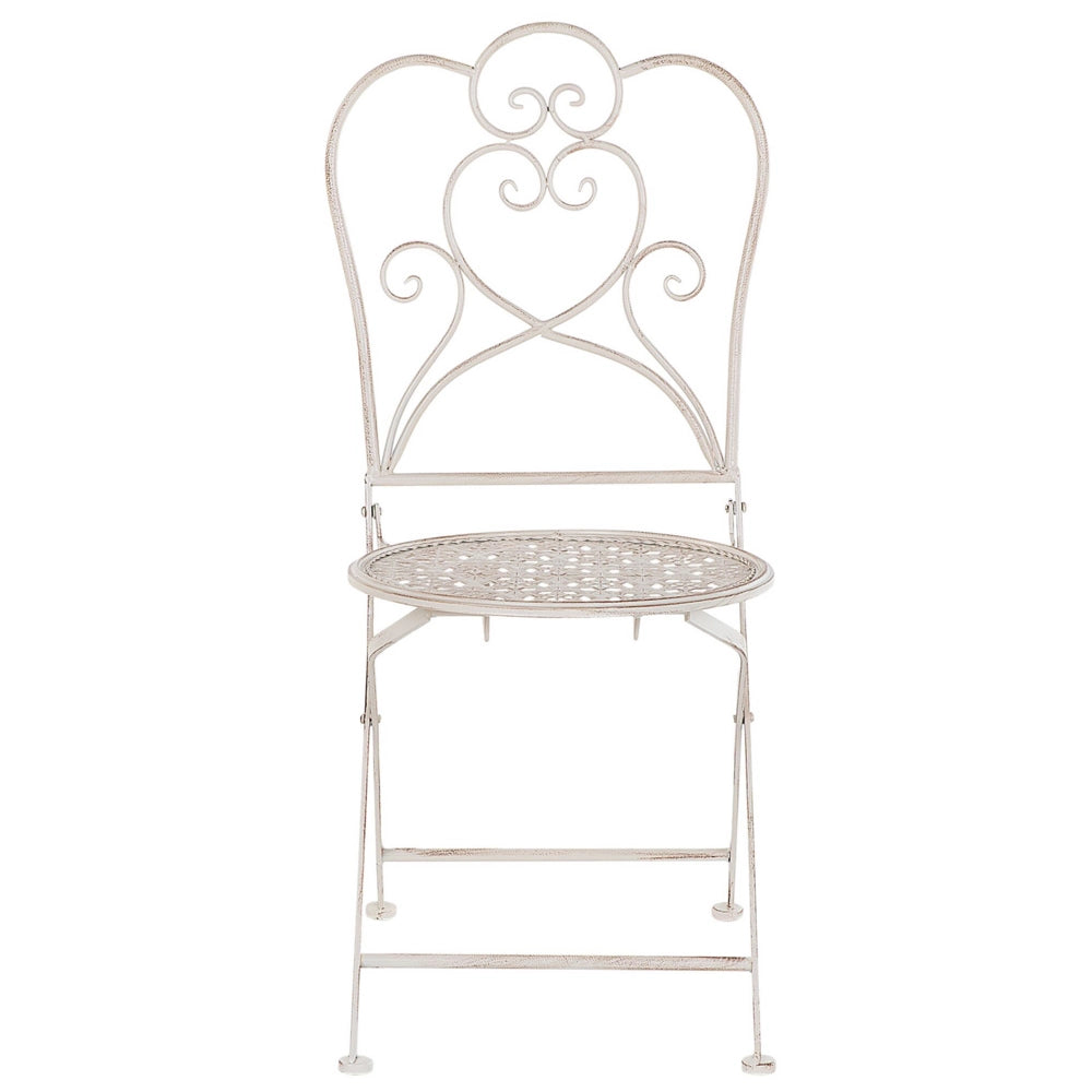 Set di 2 sedie da bistrò da giardino in ferro beige chic francese