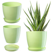 Vaso da fiori KADAX con sottovaso e coperchio in plastica, 28 cm, verde, per fiori. Kadax