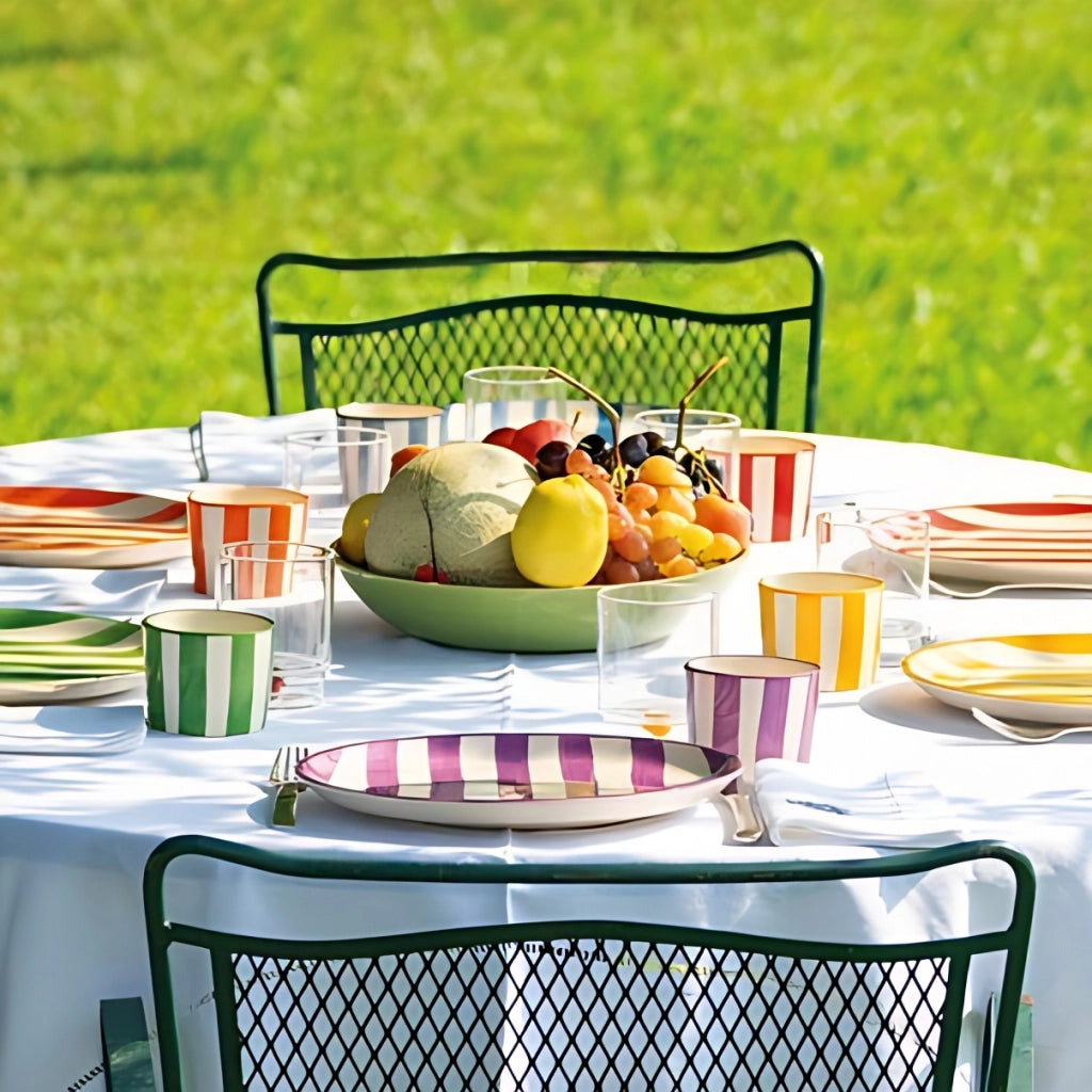 Lido Set 2 Bicchieri Tumbler Righe Giallo: Artigianato Artistico di Civita Castellana, Design Elegante e Versatile per Bevande o Dessert, 2 Pezzi