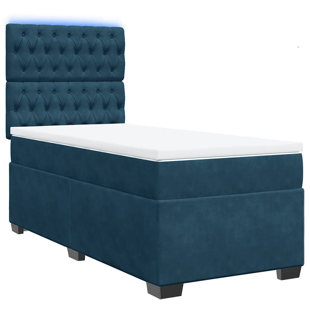 Giroletto a Molle con Materasso Blu 80x200 cm in Velluto