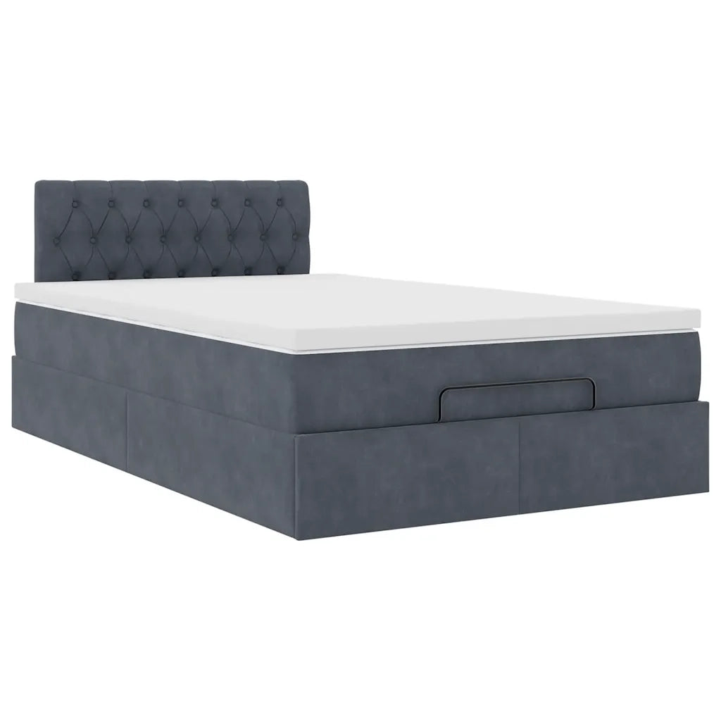 Pouf Letto con Materasso Grigio Scuro 120x190 cm Velluto 3311832