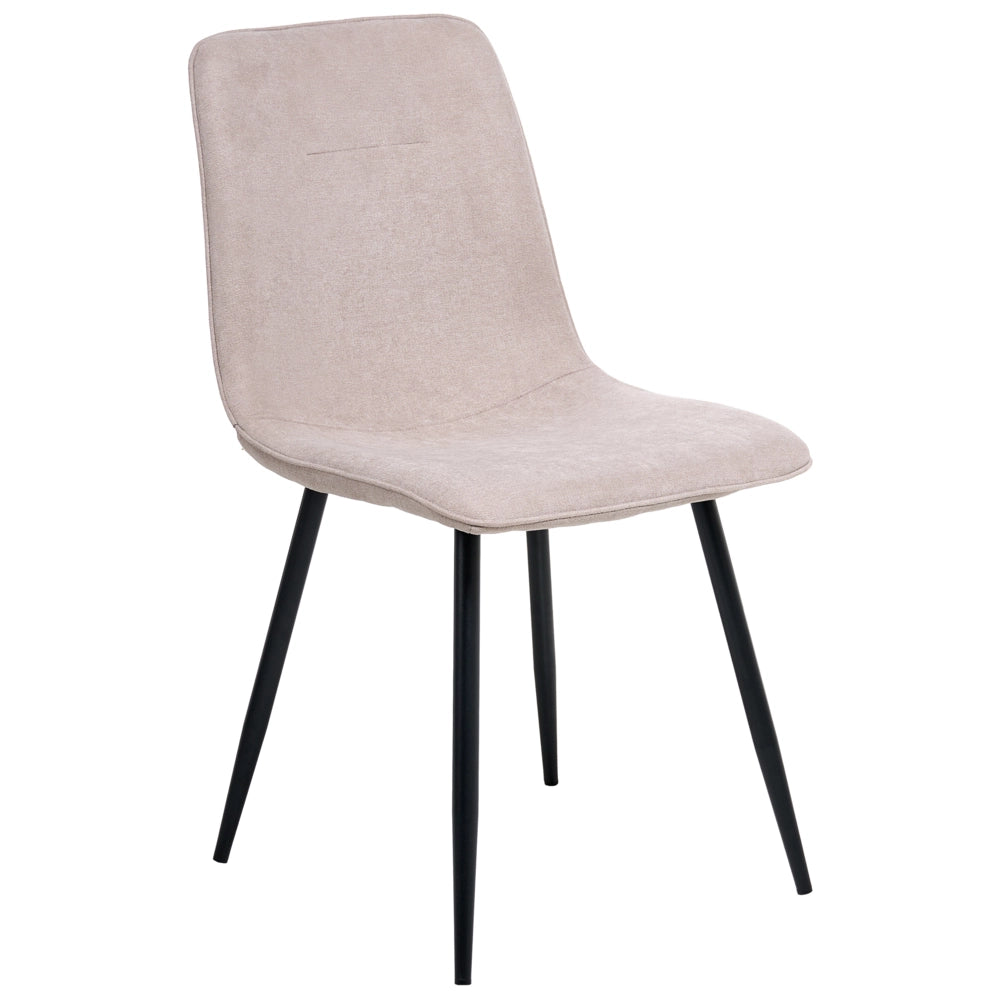 Set di 4 sedie da pranzo Tappezzeria in poliestere beige Gambe nere in ferro Sala da pranzo senza braccioli