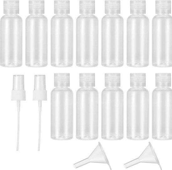 Set di Flessi Riutilizzabili da Viaggio 50 ml Flessi di Plastica Vuoti - Contenitori di Viaggio Cosmetici - Flessi di Viaggio per Voli - Contenitori di Detersivo per la Doccia - 12 pezzi di Flessi da Viaggio 100ml