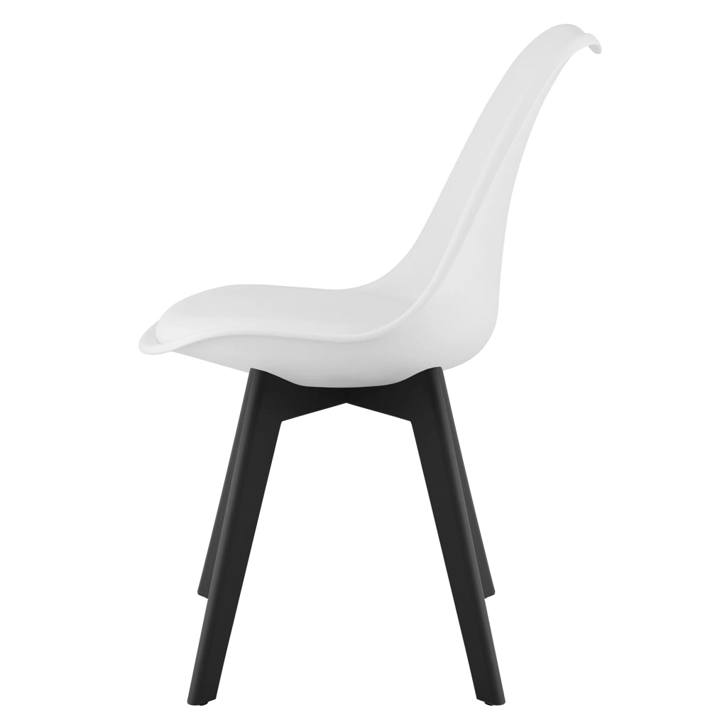 Sedia VALORA RIXK - Bianca con gambe nere, design ergonomico x1