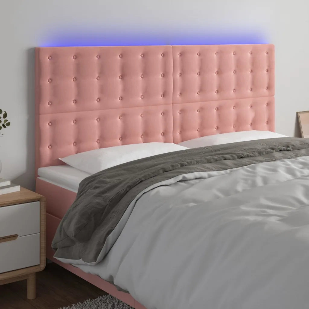 Testiera a LED-Testata con LED rosa 200x5x118/128 cm in Velluto 810421