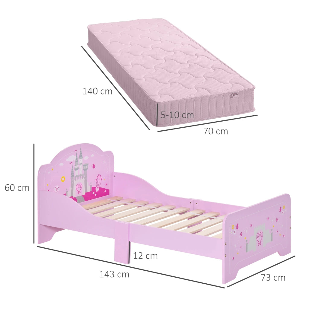 Letto Singolo Bambina con Testiera ¨C Zephmum ¨C Rosa 140x70 cm
