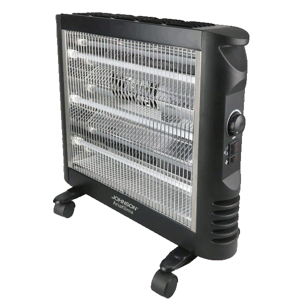 Stufa al Quarzo Ventilata Potenza 400-1200W 3 Modalità di Riscaldamento Ventola Spegnimento Automatico Protezione Surriscaldamento