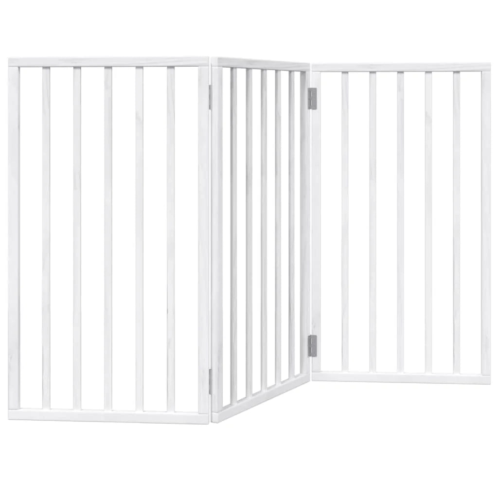 Cancelletto di sicurezza pieghevole a 3 pannelli per cani 150 cm legno di pioppo bianco 02_0023074