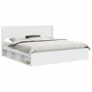 Letto matrimoniale | Letto per adulti | Struttura del letto con stoccaggio e testata Bianco