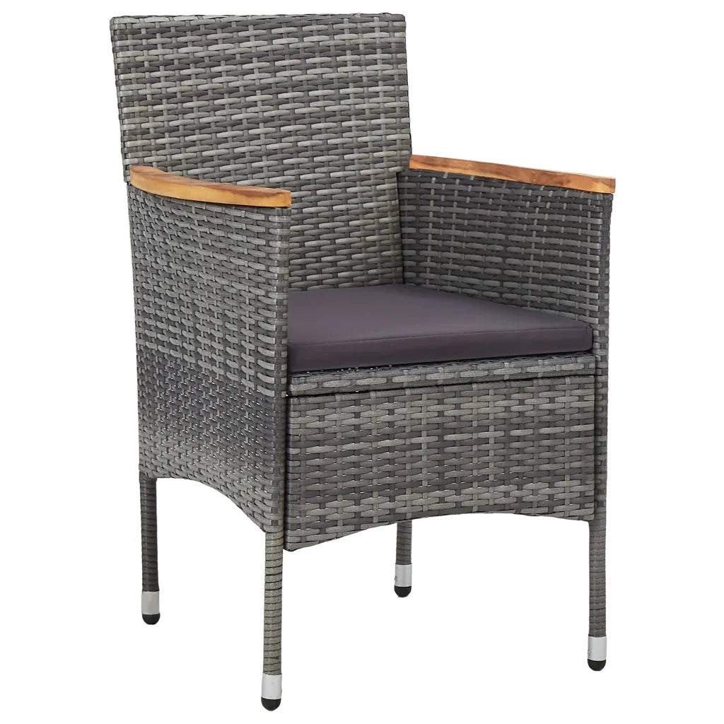 Set Mobili da Pranzo da Giardino 3 pz Grigio Polyrattan Acacia cod mxl 41719