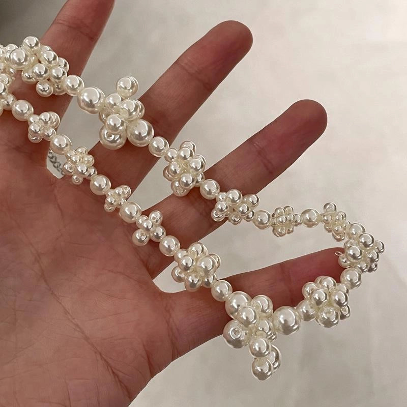 Collana irregolare con perle, tessuta a mano, regalo di Natale o di compleanno.
