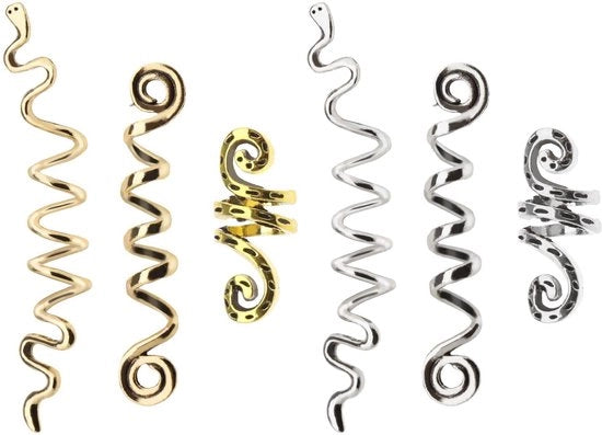 Accessori per dreadlock - Vlechten in metallo - Adattabili a tutti i tipi di capelli - Calotte per capelli per vlechten in oro e argento
