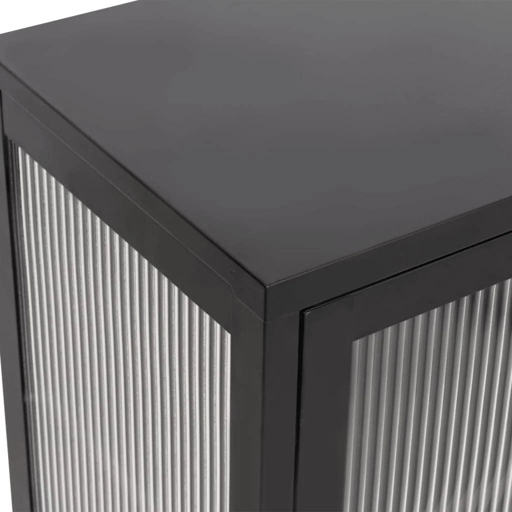 Buffet credenza cassettiera armadio mobile contenitore organizer per cucina soggiorno salotto 70 x 35 x 70 cm vetro e acciaio nero 02_0036107