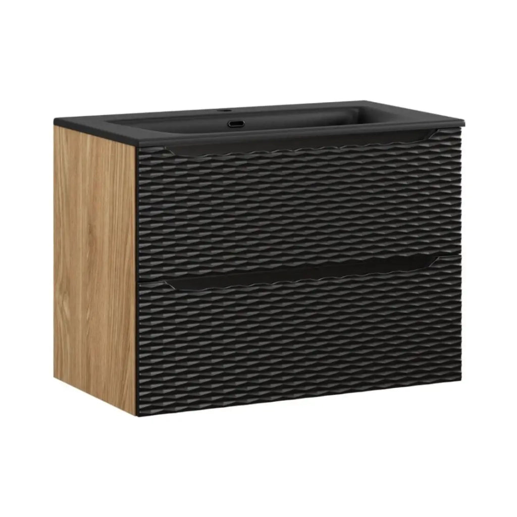 Set da bagno YOKA nero: mobile sottolavabo con cassetti 80cm + lavabo da incasso nero