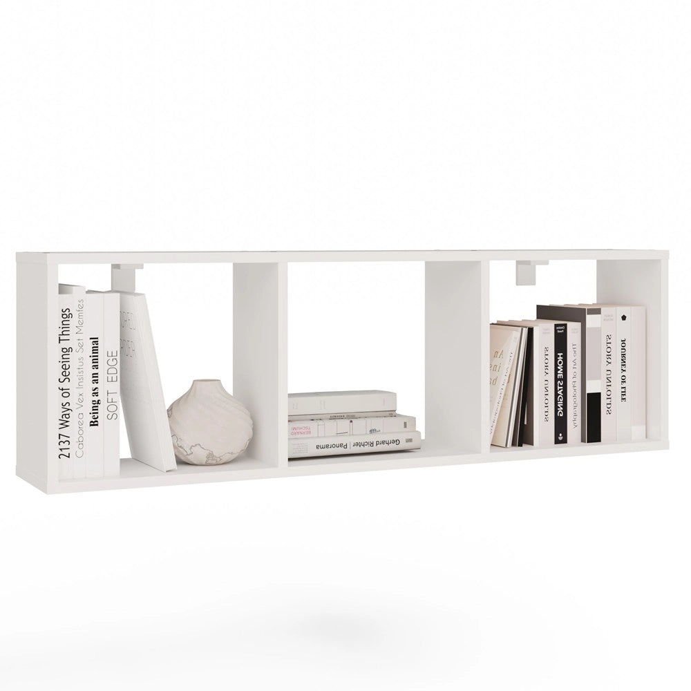 Scaffale sospeso COBI 1x3 moderna ripiano da parete 3 vani bianco opaco libreria moderna