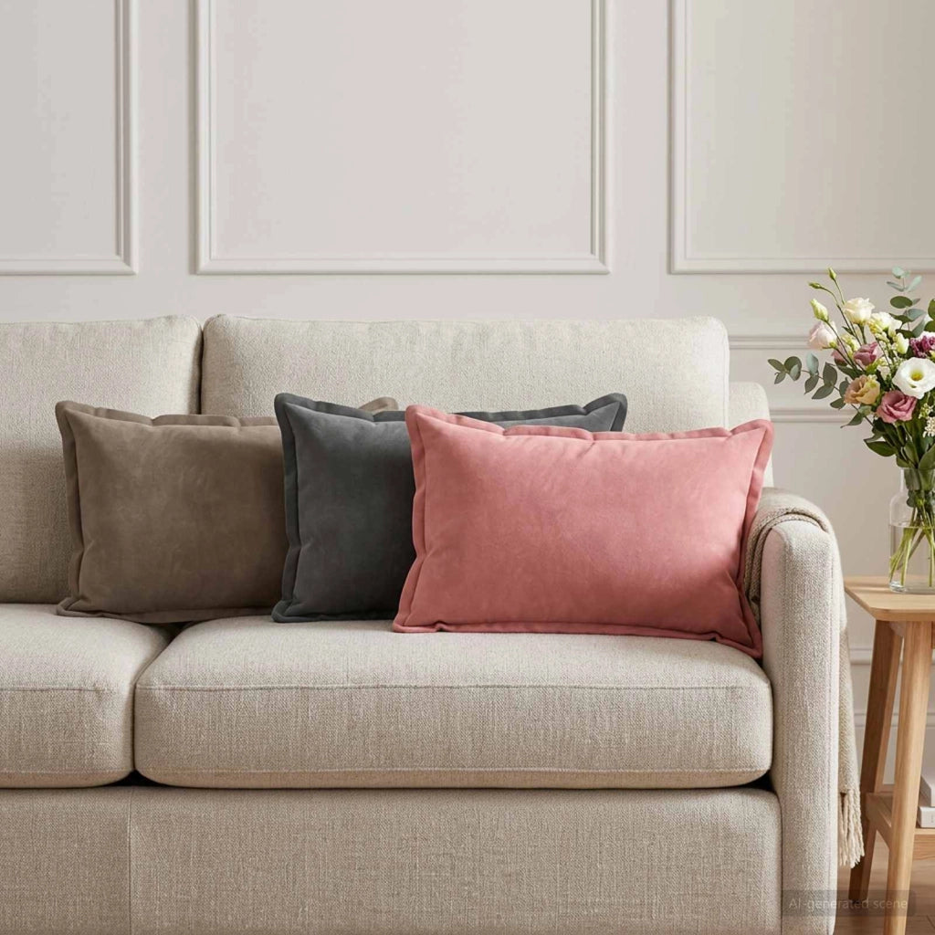 Cuscino con cuscino HOUTEN 6 pz Grigio Chiaro Velluto 933225