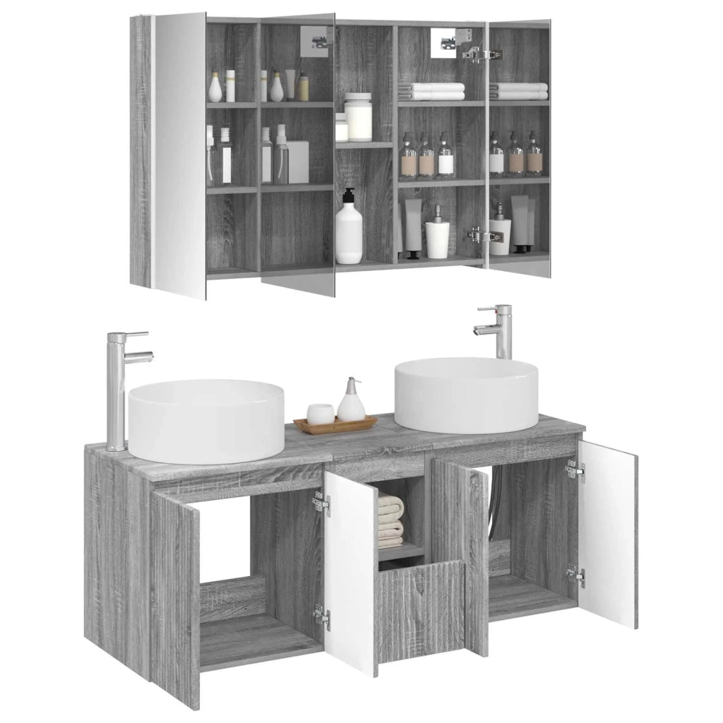 Set di Armadi da Bagno 4 pz Sonoma grigio Legno ingegnerizzato 3406588