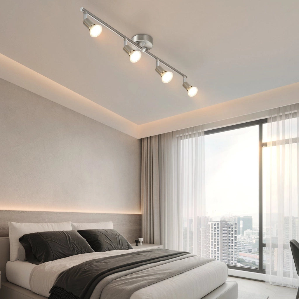 ZMH Faretto da soffitto 4 luci GU10 orientabili 330° moderni per salotto interni senza lampadina