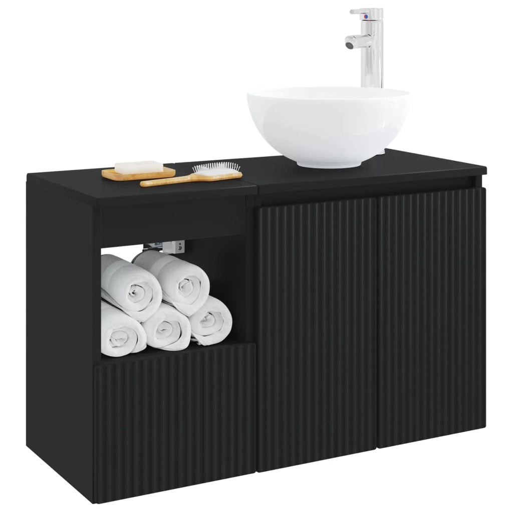 Set di mobili per il bagno 2 pz Nero Legno ingegnerizzato 3404035