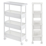 Carrello Portaoggetti a 4 Ripiani Scaffale Stretto con Ruote 100 x 22 x 48 cm - Bianco [en.casa]