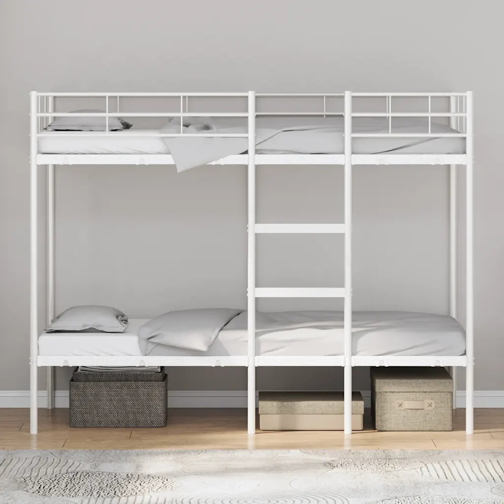 Letto a Castello senza Materasso Bianco 75x190 cm in Acciaio