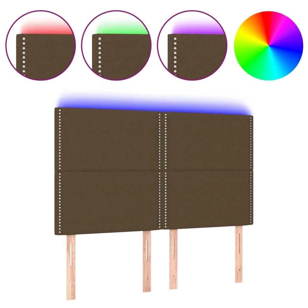 Testiera a LED Marrone Scuro 144x5x118/128 cm in Tessuto 3122285