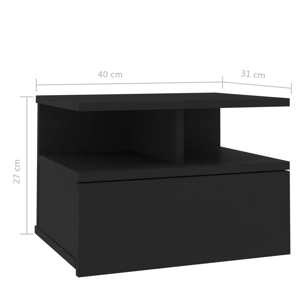 Comodino Pensile Nero 40x31x27 cm in Truciolato cod mxl 31058
