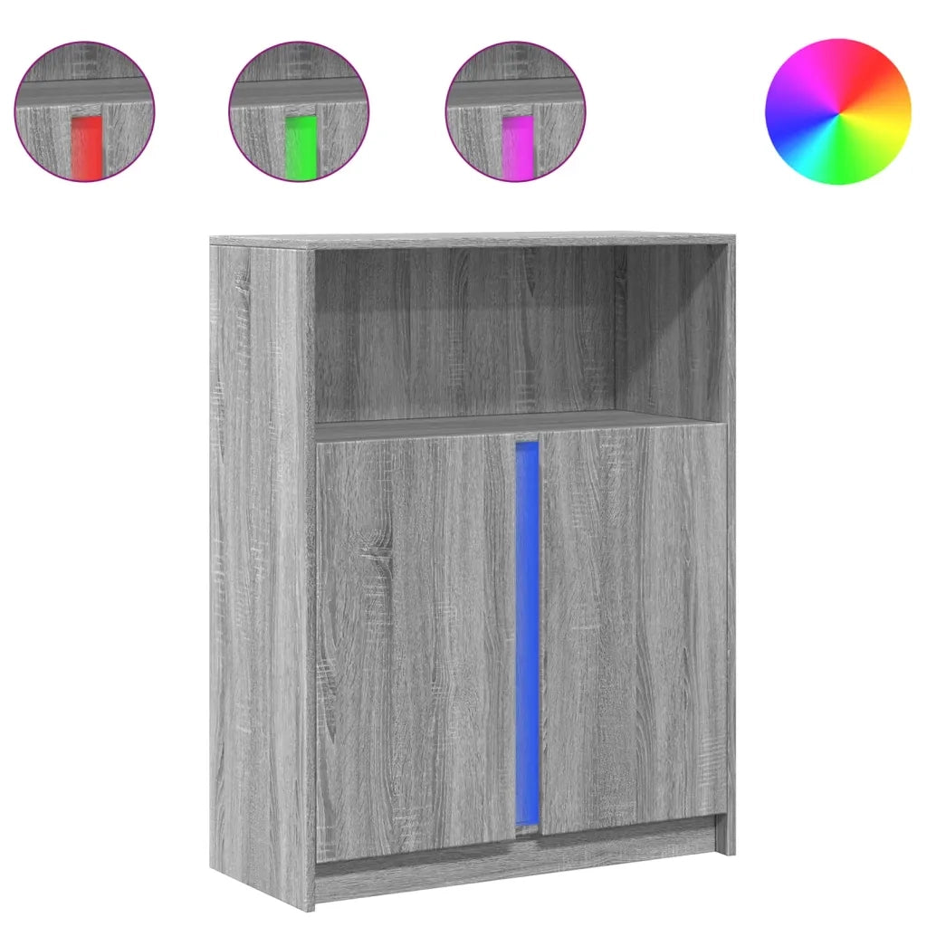 Credenza con LED Grigio Sonoma 77x34x100cm in Legno Multistrato 852150