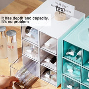 Organizzatore di cosmetici compatta con caricabatterie e ripostiglio per bagno - scatola di conservazione per cosmetici con caricabatterie per un'organizzazione flessibile dei gioielli - sistema di caricabatterie blu