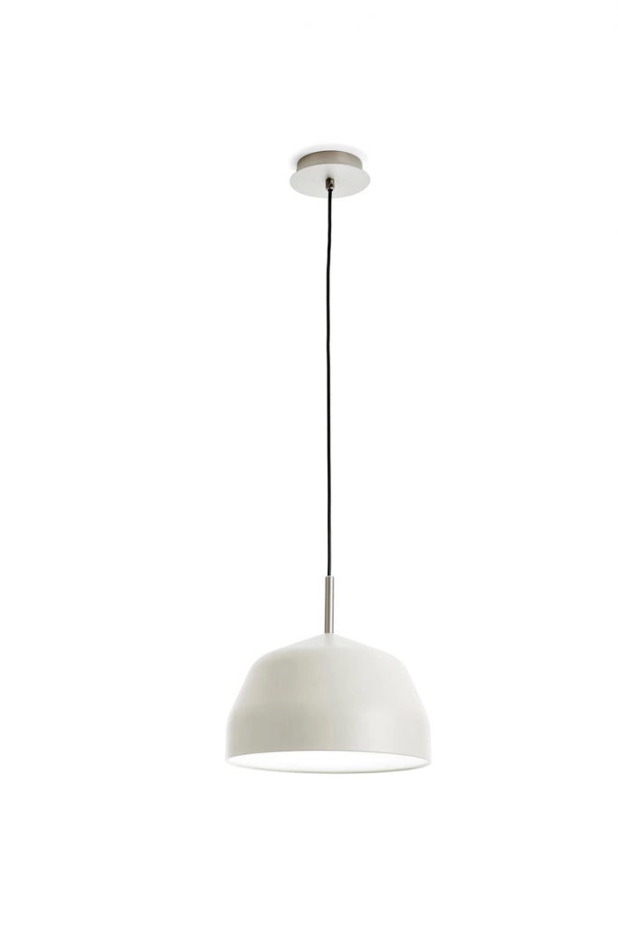 MUG LAMPADARIO A SOSPENSIONE 1 LUCE PICCOLA IN METALLO CREMA ATTACCO E27 D.28CM