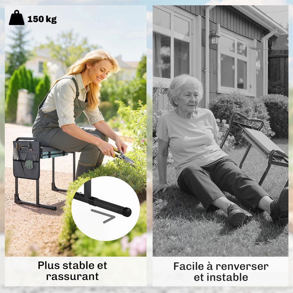 Sgabello Pieghevole Giardino con Cuscino e Tasche ¨C zephmum ¨C Grigio Scuro