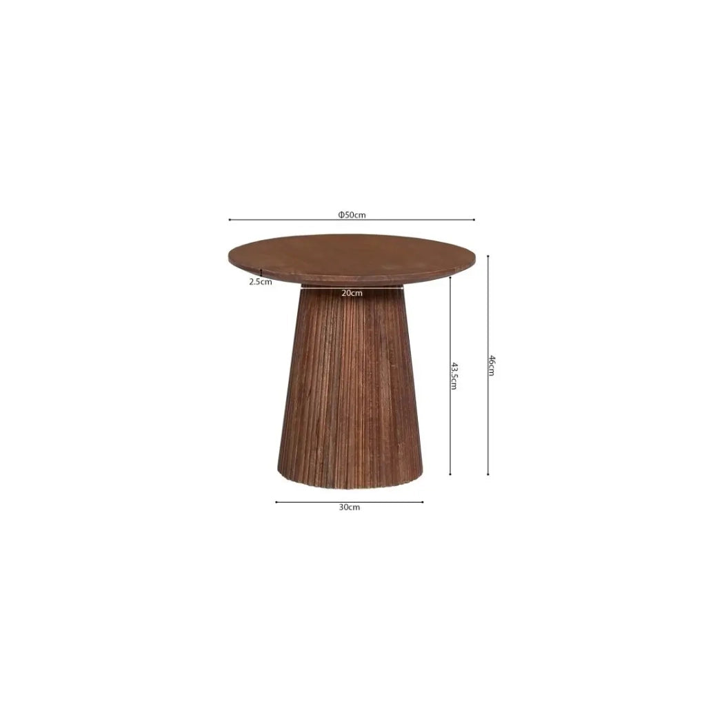 Tavolino RIMBAUD – Effetto legno marrone – Diametro 50 cm
