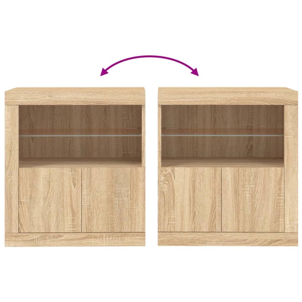Buffet credenza cassettiera armadio mobile contenitore organizer per cucina soggiorno salotto con luci LED Sonoma 60,5 x 37 x 67 cm marrone 02_0029966