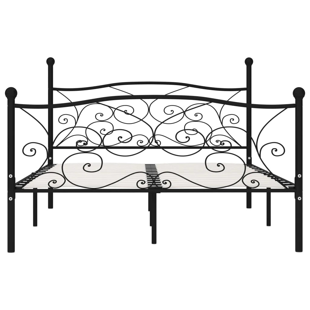 Giroletto con Doghe-Struttura Letto Nero in Metallo 160x200 cm