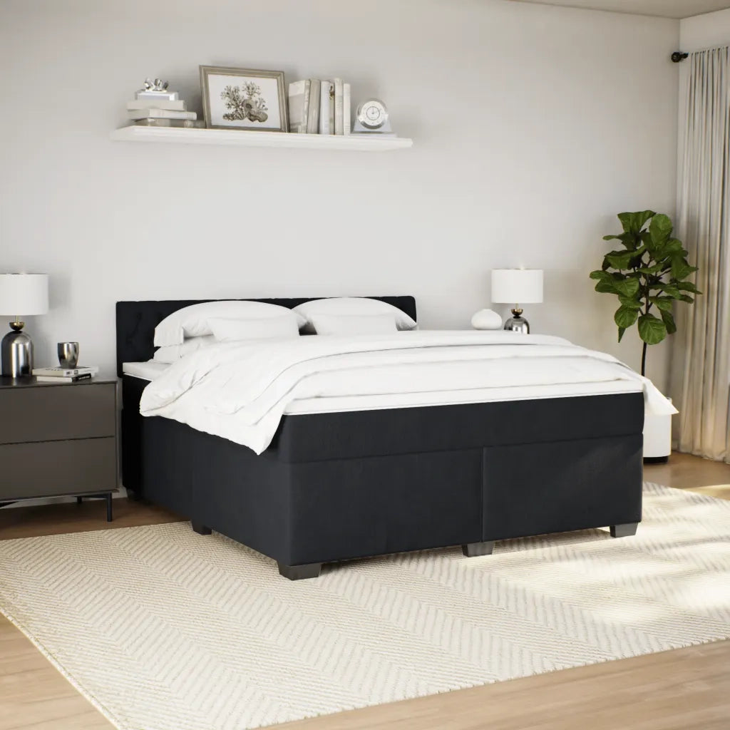 Giroletto a Molle con Materasso Nero 180x200 cm in Velluto