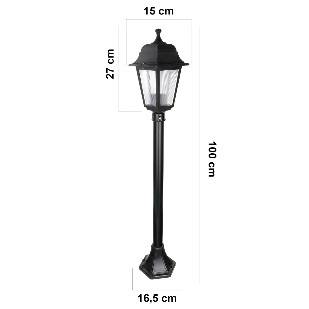 Lampada a Stelo per Esterno 'Keighley' Lampada da Terra con Lanterna a Protezione IP44 - Nero  [lux.pro]