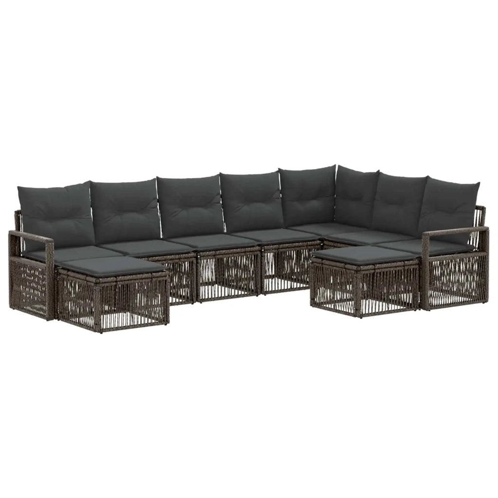 Set Divano da Giardino 9 pcs Grigio polyrattan 3435899