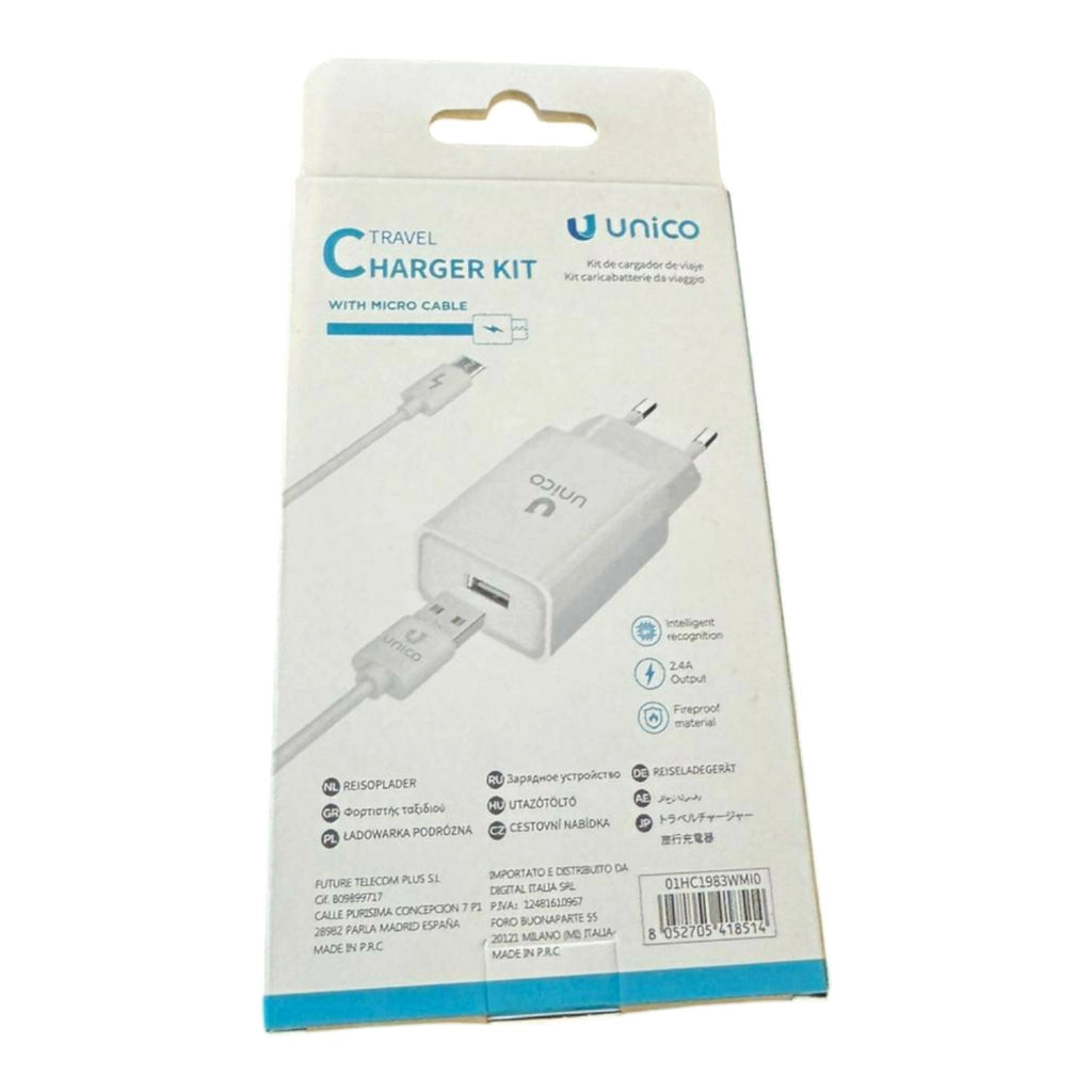 CARICATORE ALIMENTATORE DA RETE USB A MICRO 2.4 A BIANCO