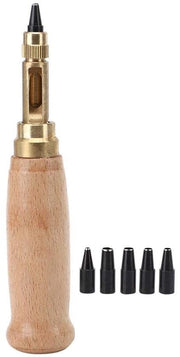 Ferramenta 6-in-1 - Testine Adattabili - Manico in Legno - Silenziosa e Rapida - Adatta per Pelle/Papello - Stampa Riciclabile - Perforatrice