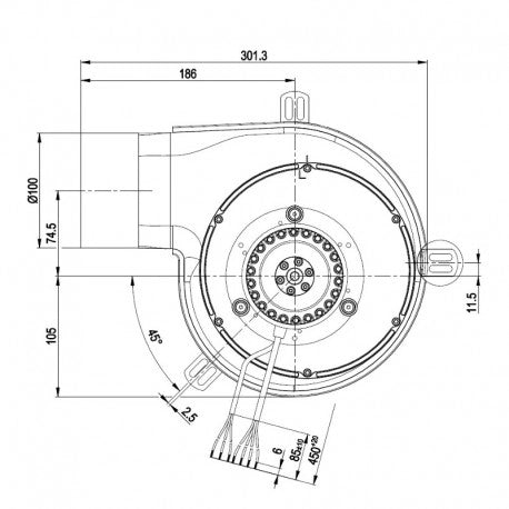 Estrattore aspiratore fumi EBM G2E180-CG82-11 stufa a pellet Completo di Encoder